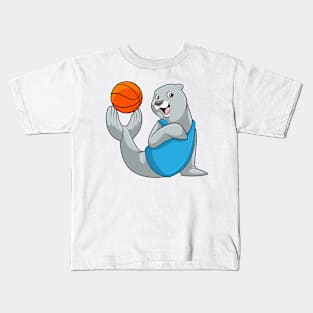 Seal at Basketball Sports Kids T-Shirt